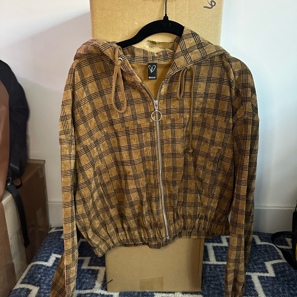Windsor Brown Plaid Bomber Jacket